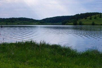 Stormy sky over the Sinyachikha River in the Sverdlovsk region (Ural, Russia)