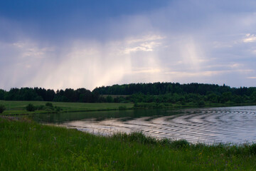 Stormy sky over the Sinyachikha River in the Sverdlovsk region (Ural, Russia)