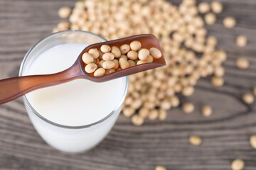 Soybeans and a cup of soy milk