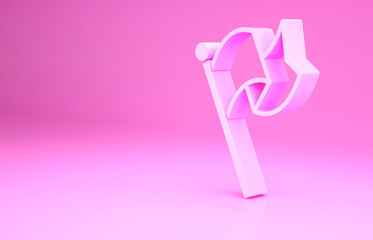 Pink Flag icon isolated on pink background. Victory, winning and conquer adversity concept. Minimalism concept. 3d illustration 3D render