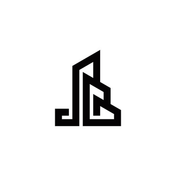 J B Jb Initial Building Logo Design Vector Template