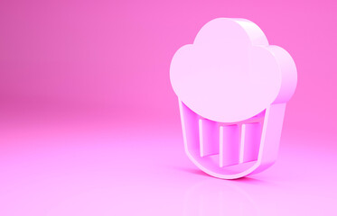 Pink Cupcake icon isolated on pink background. Minimalism concept. 3d illustration 3D render