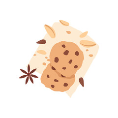 Chocolate cookies. Choco cookie icon. Vector illustration.