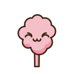 Anime style cartoon sweet food. Cotton candy emoji vector character.