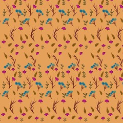 Flowers pattern illustration on yellow background floral 