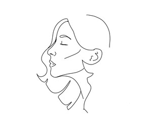 hand drawn sketch of a person face silhouette lines white background 