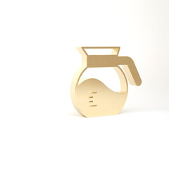 Gold Coffee pot icon isolated on white background. 3d illustration 3D render