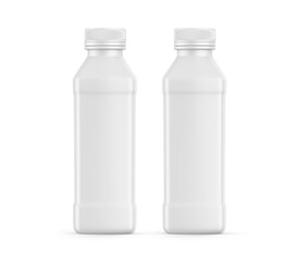 Plastic bottle mockup with lid on isolated white background, packaging bottle for liquid, ready for design presentation, 3d illustration