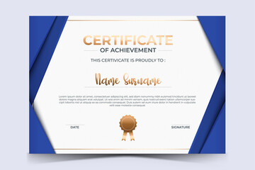 luxury certificate of appreciation award template with golden badge.