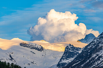 Alpine mountain landscape above Val Herens in Switzerland