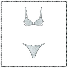 women's lingerie  editable fashion flat sketch for creating new designs mockup