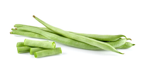 Green beans isolated on white background.