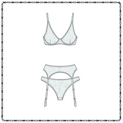 women's lingerie  editable fashion flat sketch for creating new designs mockup