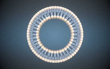 Cell membrane with blue background, 3d rendering.