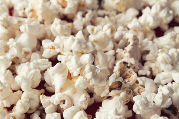 Scattered heap of delicious popcorn.