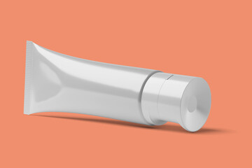 Blank white cosmetic tube isolated on white.