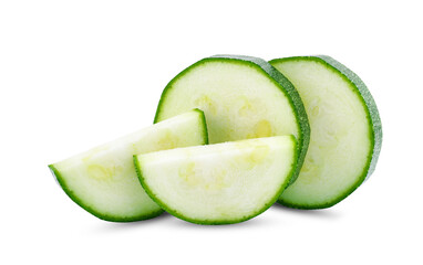 Slice zucchini isolated on white background
