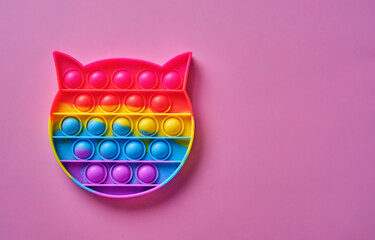 Silicone toy antistress popit. Rainbow Trendy Pop it fidget toy.