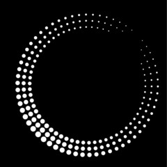 Halftone dots in circle form. round logo . vector dotted frame . design element