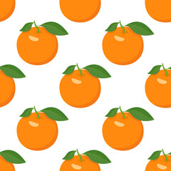 Seamless bright spring and summer pattern with oranges and slices on a white background. A set of citrus fruits for a healthy lifestyle. Vector flat illustration of healthy food