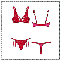 women's lingerie  editable fashion flat sketch for creating new designs mockup