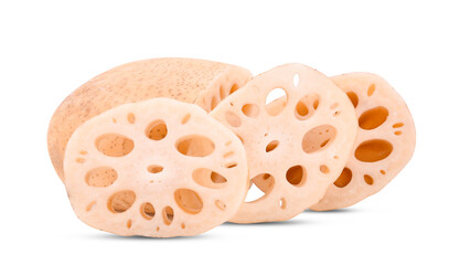Lotus root isolated on white background