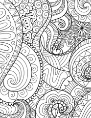 Abstract flowers for background, coloring book, coloring page with the size 8.5x11. Vector illustration.