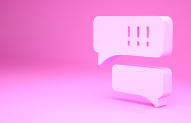 Pink Speech bubble chat about baseball game icon isolated on pink background. Message icon. Communication or comment chat symbol. Minimalism concept. 3d illustration 3D render