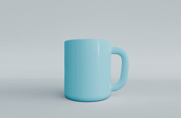 simple mug glass 3d render illustration mockup template with blue color