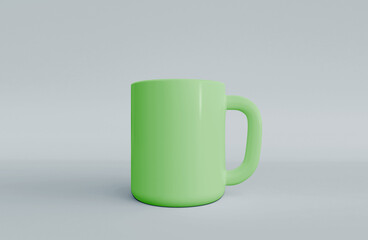 simple mug glass 3d render illustration mockup template with green color