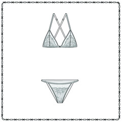 women's lingerie  editable fashion flat sketch for creating new designs mockup