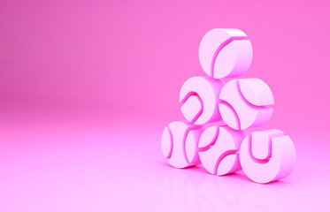 Pink Baseball ball icon isolated on pink background. Minimalism concept. 3d illustration 3D render