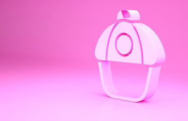 Obraz premium Pink Baseball cap icon isolated on pink background. Sport equipment. Sports uniform. Minimalism concept. 3d illustration 3D render