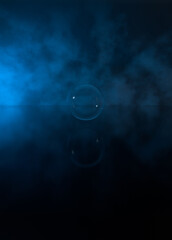 Bubble floating with fog background, 3d rendering.