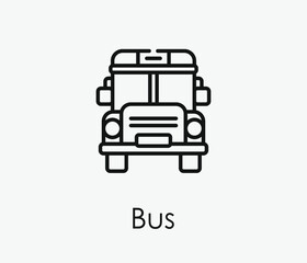 School bus vector icon. Editable stroke. Symbol in Line Art Style for Design, Presentation, Website or Apps Elements, Logo. Pixel vector graphics - Vector