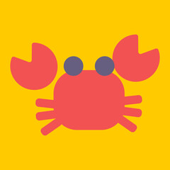 シンプルでかわいい蟹のイラスト フラットデザイン
