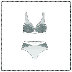 women's lingerie  editable fashion flat sketch for creating new designs mockup