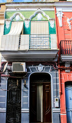 Naklejka premium Colorful facades of old buildings in Valencia