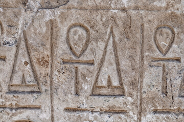 Macro Close Up of Ancient Egyptian Hieroglyphics