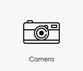 Camera vector icon. Editable stroke. Symbol in Line Art Style for Design, Presentation, Website or Apps Elements, Logo. Pixel vector graphics - Vector