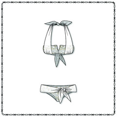 Obraz premium women's lingerie editable fashion flat sketch for creating new designs mockup