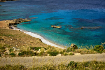 Obraz premium view Monte Cofano reserve in the province of Trapani, island of Sicily, Italy