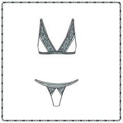 women's lingerie  editable fashion flat sketch for creating new designs mockup