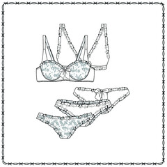 women's lingerie  editable fashion flat sketch for creating new designs mockup