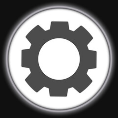 Cog wheel icon. Symbol of settings or gear. Outline modern design grey button