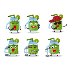 A Cute Cartoon design concept of kiwi smoothie singing a famous song