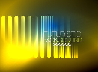 Bright neon color techno abstract background, shiny glowing neon lines in the dark background