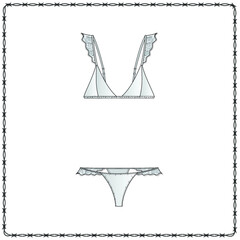 Fototapeta premium women's lingerie editable fashion flat sketch for creating new designs mockup