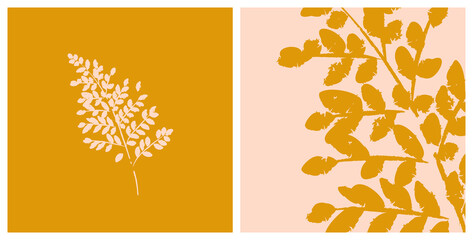 Hand drawn botanical illustration. Trendy ink drawn texture  floral element.