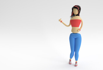 3D Render Cartoon Woman Hand with thumbs Gesture Asking for Lift.